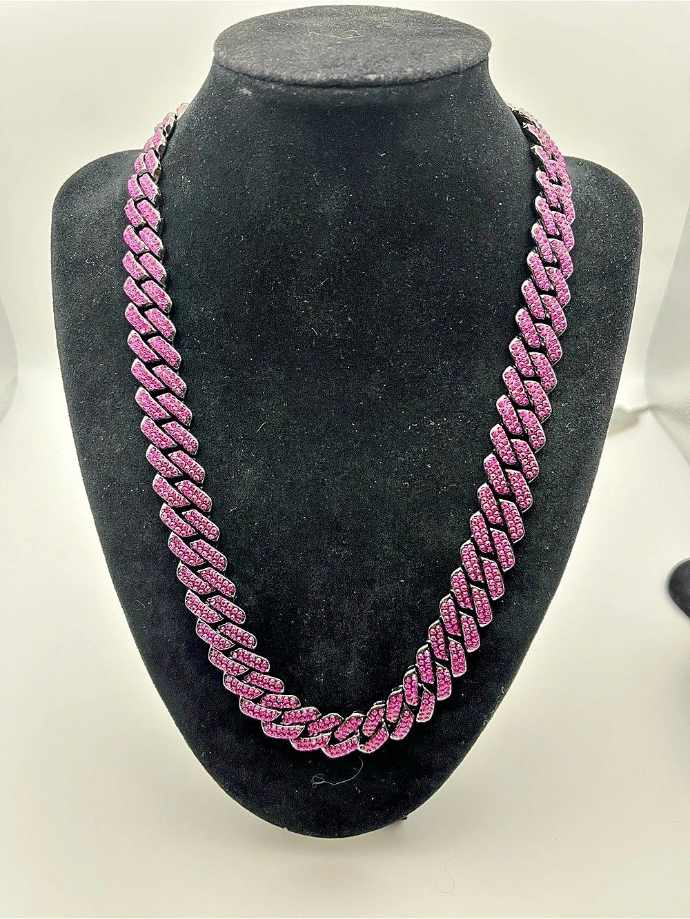 20” Purple CZ  Link Statement Necklace